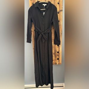 LBLC The Label Amara tie front collared dress - black